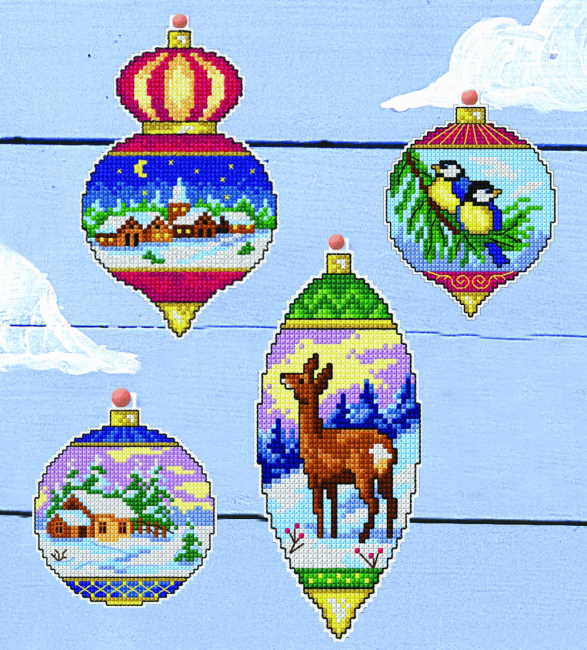 Christmas Baubles Cross Stitch Kit by Orchidea