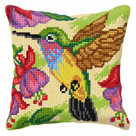 Hummingbird Printed Cross Stitch Cushion Kit by Orchidea
