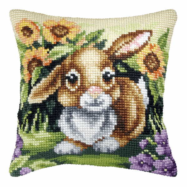 Bunny Printed Cross Stitch Cushion Kit by Orchidea