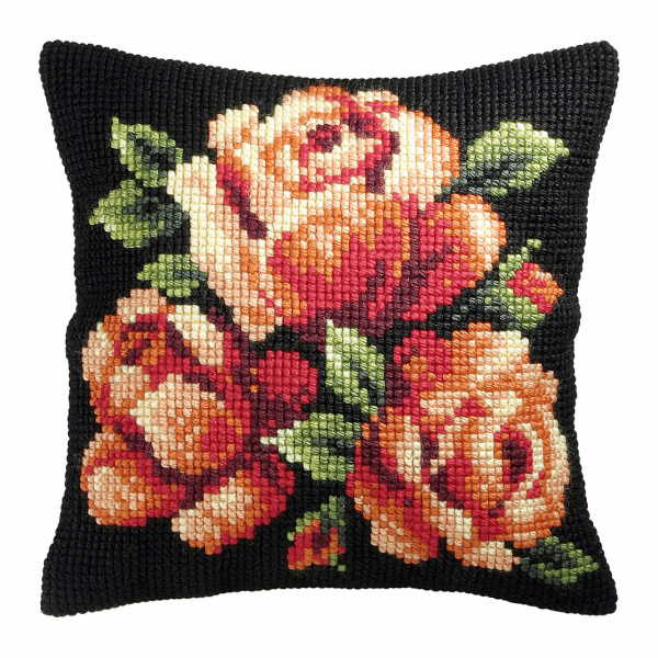 Red Roses Printed Cross Stitch Cushion Kit by Orchidea