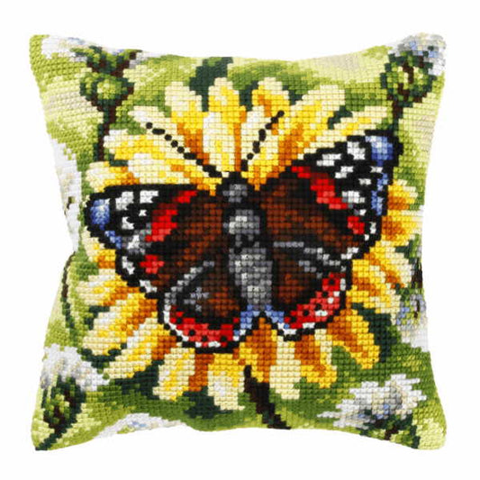 Butterfly on Dandelion Printed Cross Stitch Cushion Kit by Orchidea