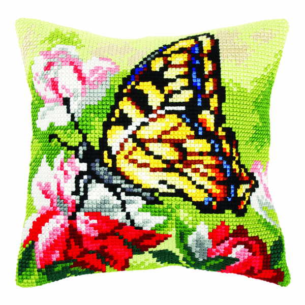 Butterfly Printed Cross Stitch Cushion Kit by Orchidea