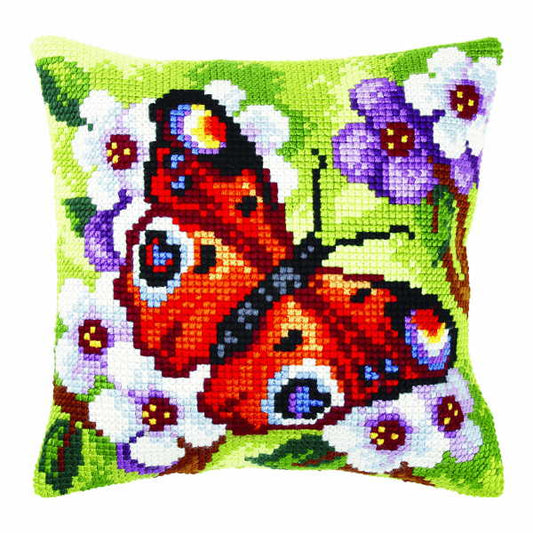 Butterfly Printed Cross Stitch Cushion Kit by Orchidea