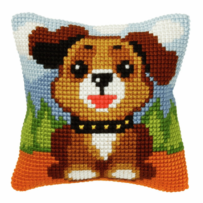 Dog Printed Cross Stitch Cushion Kit by Orchidea