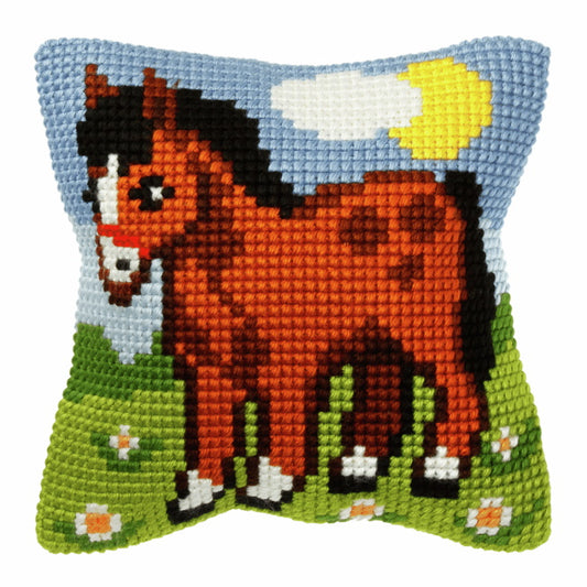 Horse Printed Cross Stitch Cushion Kit by Orchidea