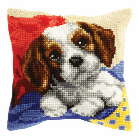 Doggy Printed Cross Stitch Cushion Kit by Orchidea