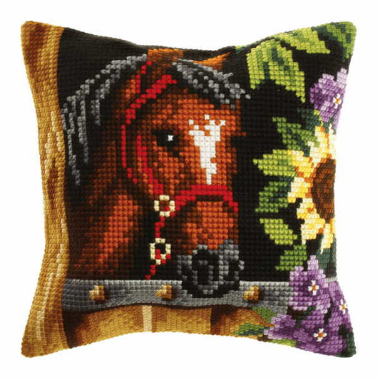 Horse Printed Cross Stitch Cushion Kit by Orchidea