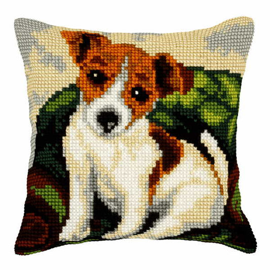 Jack Russell Printed Cross Stitch Cushion Kit by Orchidea