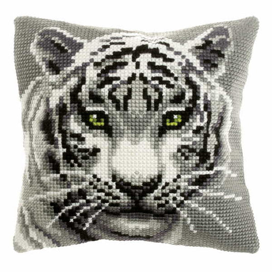 White Tiger Printed Cross Stitch Cushion Kit by Orchidea