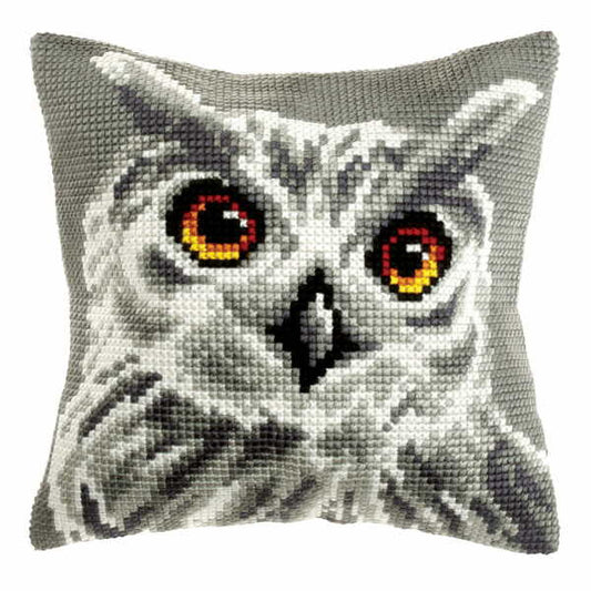 White Owl Printed Cross Stitch Cushion Kit by Orchidea