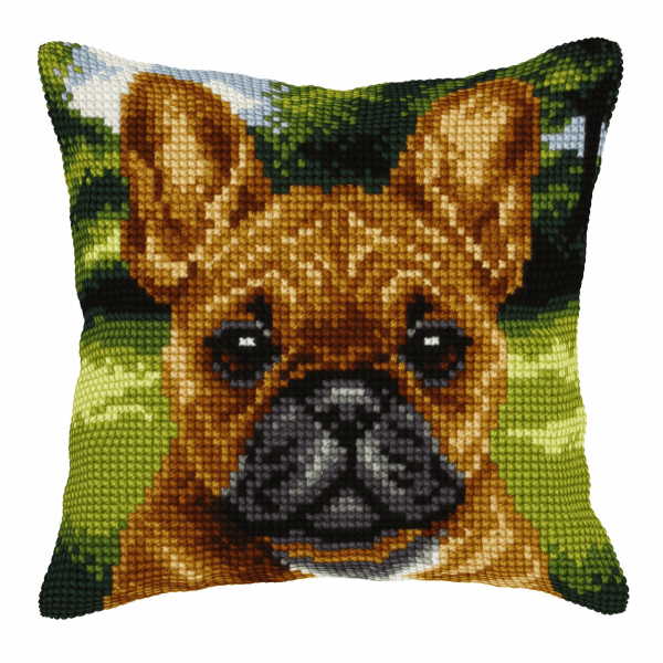 French Bulldog Printed Cross Stitch Cushion Kit by Orchidea