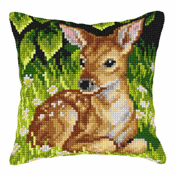 Fawn Printed Cross Stitch Cushion Kit by Orchidea