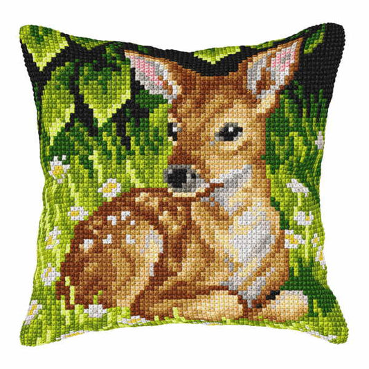 Fawn Printed Cross Stitch Cushion Kit by Orchidea