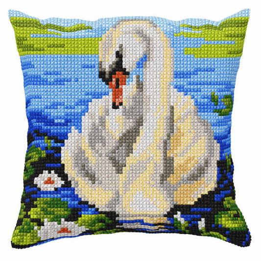Swan Printed Cross Stitch Cushion Kit by Orchidea