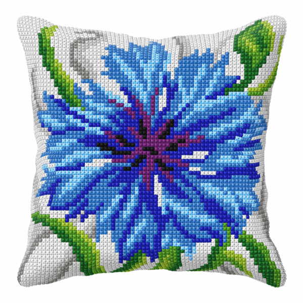 Cornflower Printed Cross Stitch Cushion Kit by Orchidea
