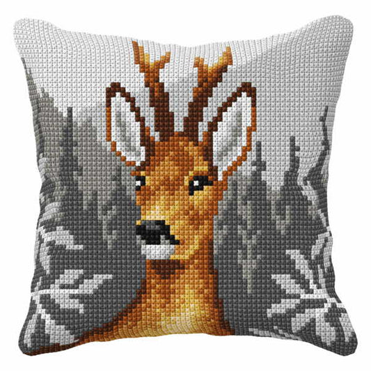 Deer Printed Cross Stitch Cushion Kit by Orchidea