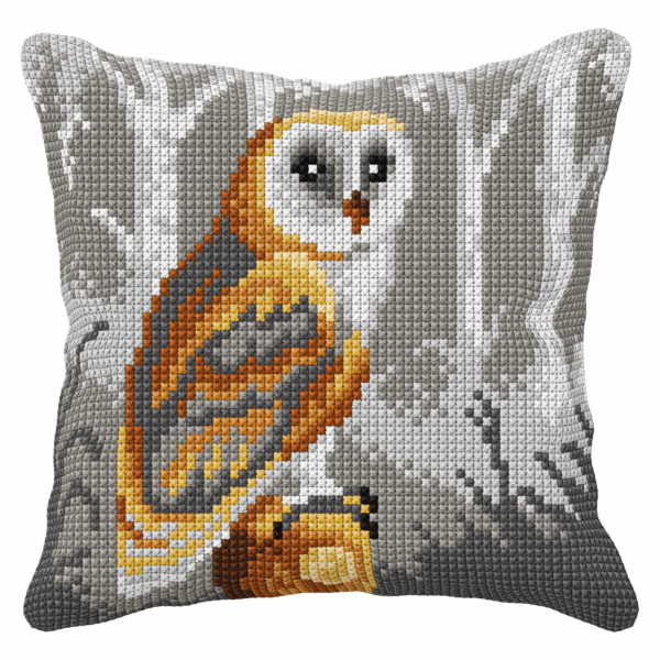Owl Printed Cross Stitch Cushion Kit by Orchidea