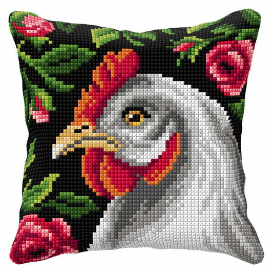 Hen Printed Cross Stitch Cushion Kit by Orchidea