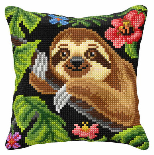 Sloth Printed Cross Stitch Cushion Kit by Orchidea
