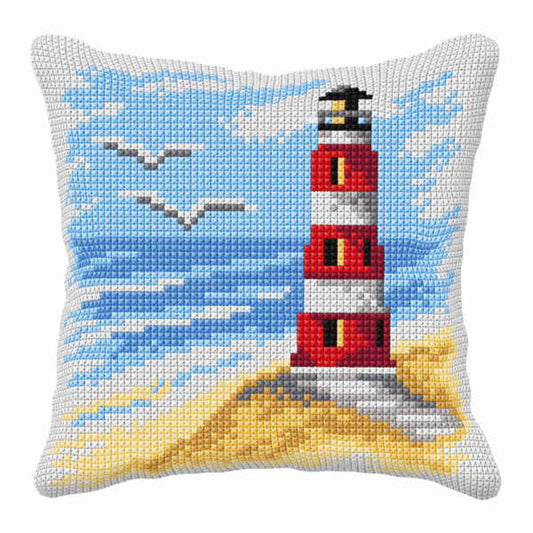 Lighthouse Printed Cross Stitch Cushion Kit by Orchidea