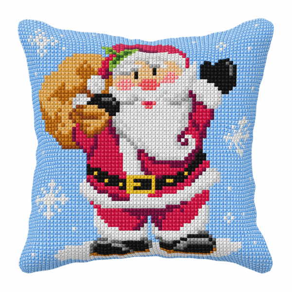 Santa Claus Printed Cross Stitch Cushion Kit by Orchidea