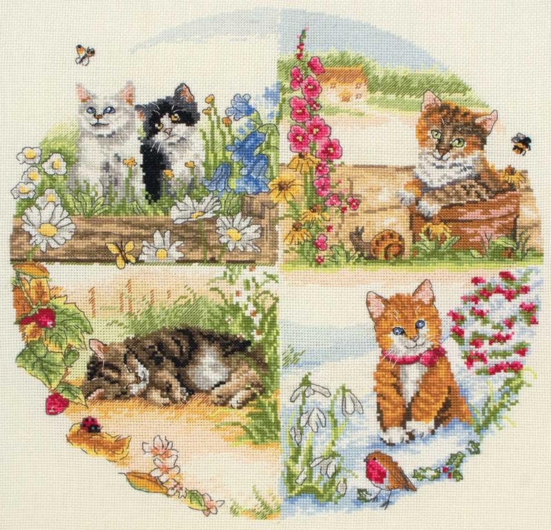Cats and Seasons Cross Stitch Kit By Anchor