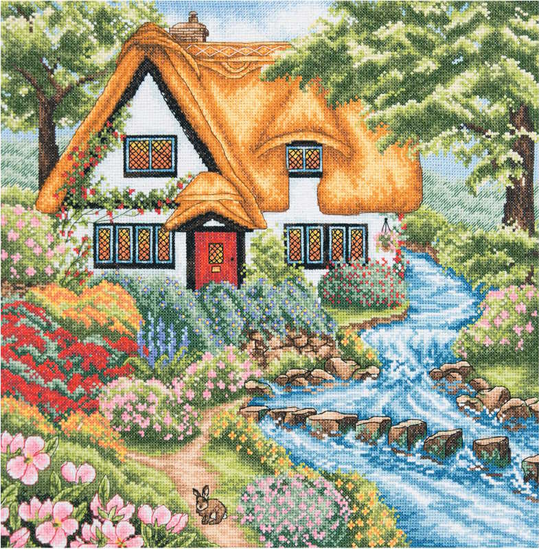 Cottage Stream Cross Stitch Kit By Anchor