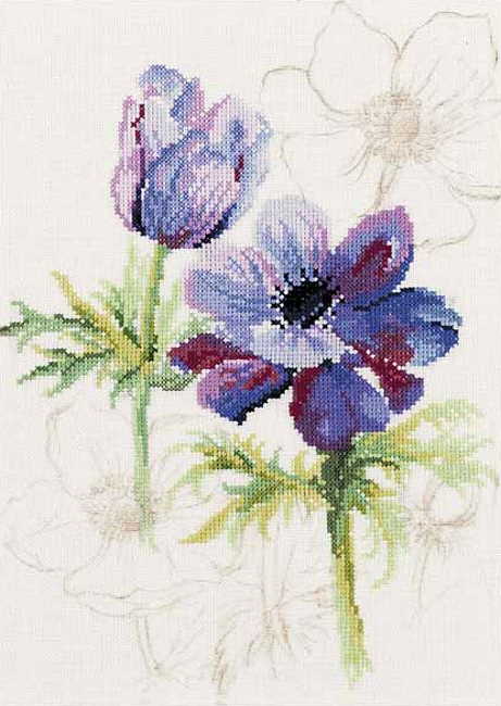 Anemone Cross Stitch Kit By Lanarte