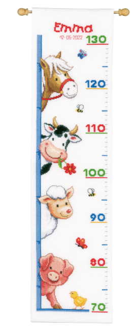 Farm Animals Height Chart Cross Stitch Kit By Vervaco