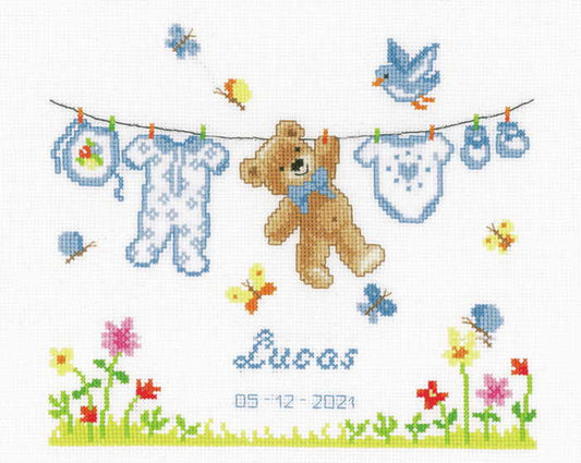 Bear Birth Sampler Cross Stitch Kit By Vervaco