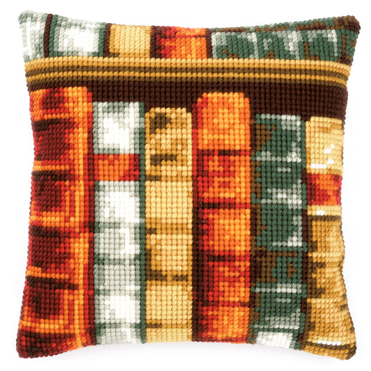 Books Printed Cross Stitch Cushion Kit by Vervaco