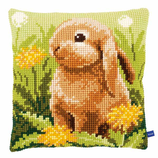Little Hare Printed Cross Stitch Cushion Kit by Vervaco