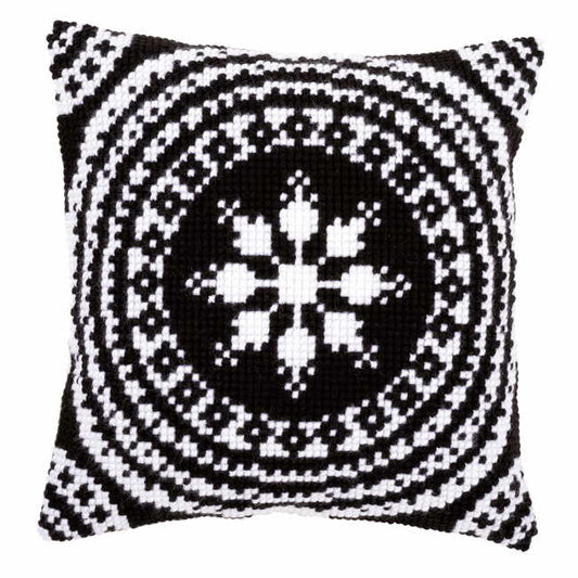Black and White Printed Cross Stitch Cushion Kit by Vervaco