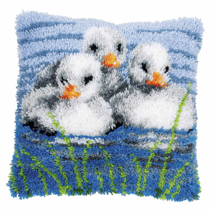 Ducklings in Water Latch Hook Cushion Kit By Vervaco