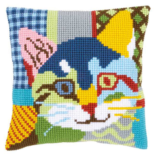 Modern Cat Printed Cross Stitch Cushion Kit by Vervaco