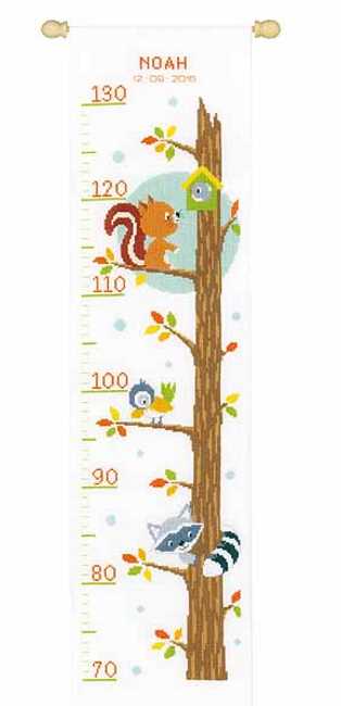 Animals in a Tree Height Chart Cross Stitch Kit By Vervaco