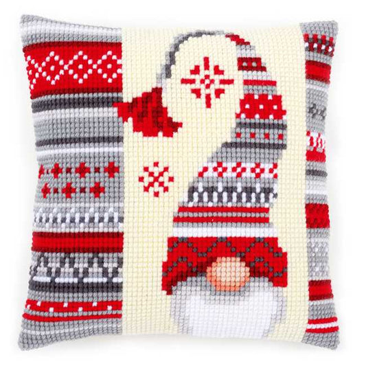 Christmas Elf Printed Cross Stitch Cushion Kit by Vervaco