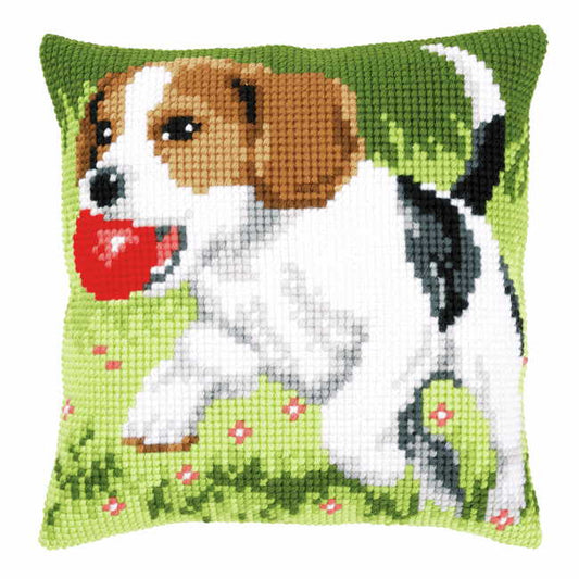 Beagle Printed Cross Stitch Cushion Kit by Vervaco