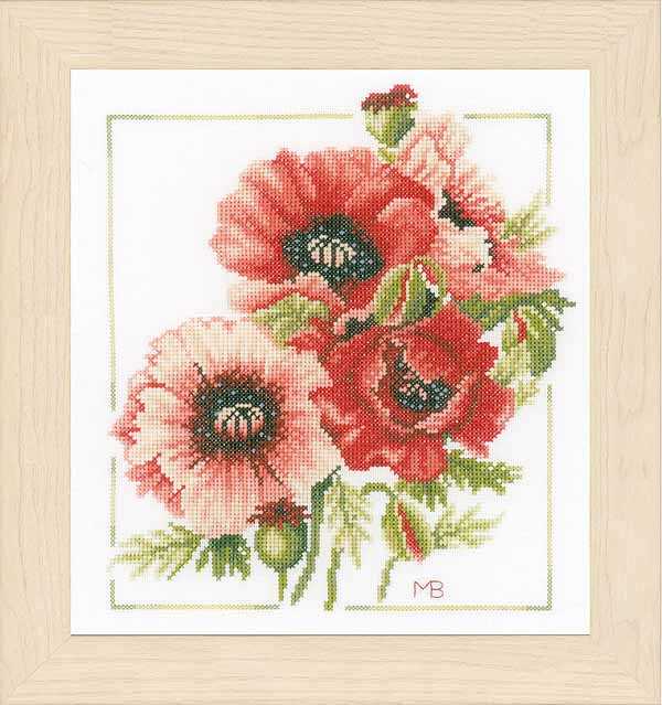 Anemone Bouquet Cross Stitch Kit By Lanarte