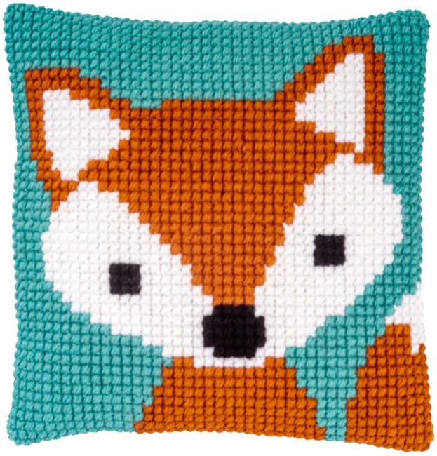 Little Fox Printed Cross Stitch Cushion Kit by Vervaco