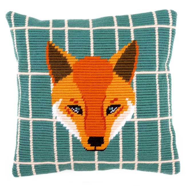 Gunther Fox Counted Long Stitch Cushion Kit By Vervaco