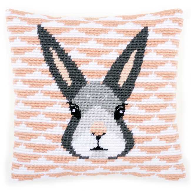 Yvonne Rabbit Counted Long Stitch Cushion Kit By Vervaco