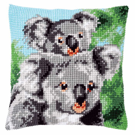 Koala with Baby Printed Cross Stitch Cushion Kit by Vervaco