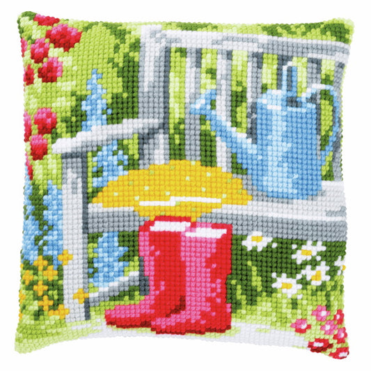 My Garden Printed Cross Stitch Cushion Kit by Vervaco
