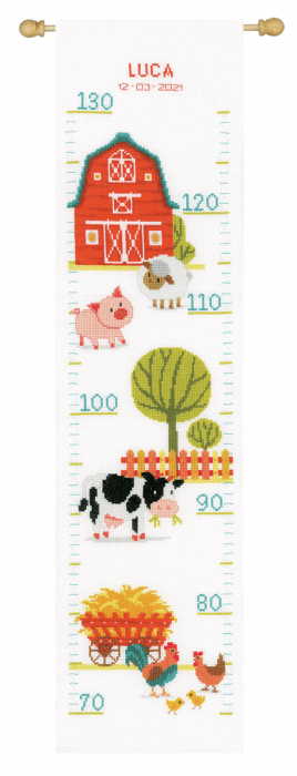 At the Farm Height Chart Cross Stitch Kit By Vervaco