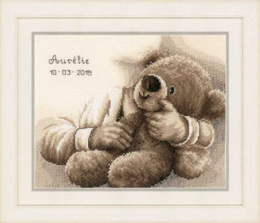 Teddy Bear Birth Sampler Cross Stitch Kit By Vervaco