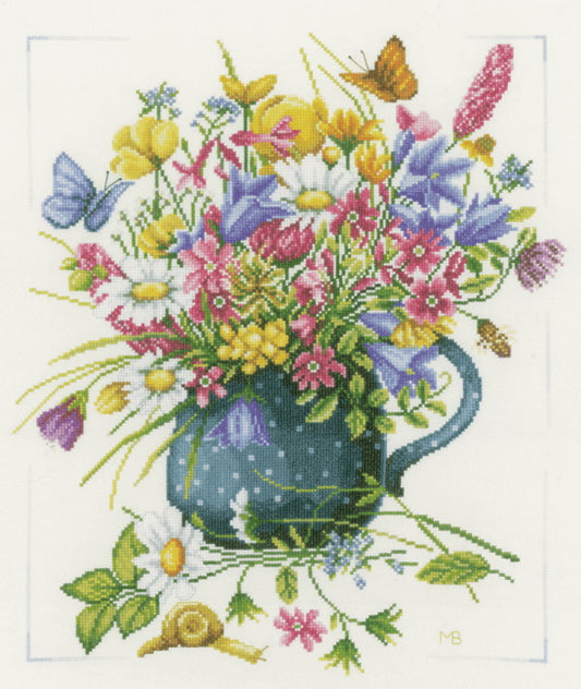 Flowers in Vase Cross Stitch Kit By Lanarte