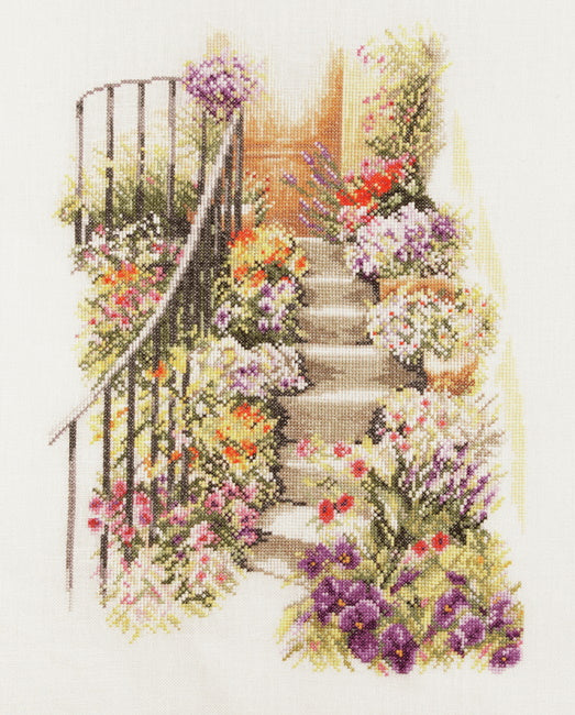 Flower Stairs Cross Stitch Kit By Lanarte