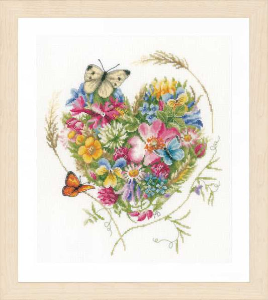 Heart of Flowers Cross Stitch Kit By Lanarte