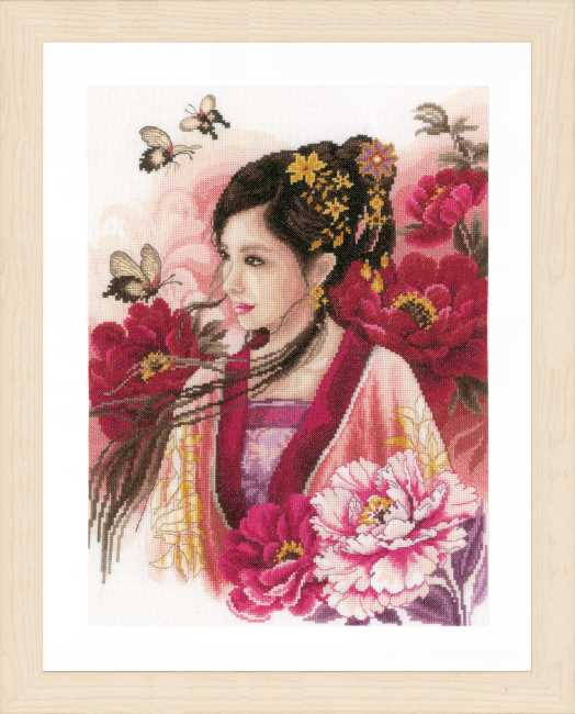 Asian Lady in Pink Cross Stitch Kit By Lanarte